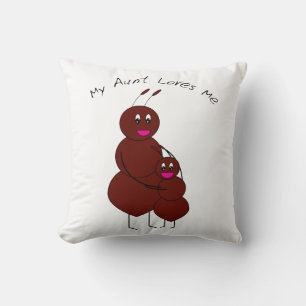 Coussin Ma tante m'aime Fourmi Mignonne Tante et Enfant Fo