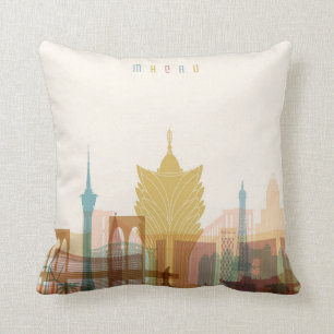 Coussin Macao, horizon de ville de la Chine  