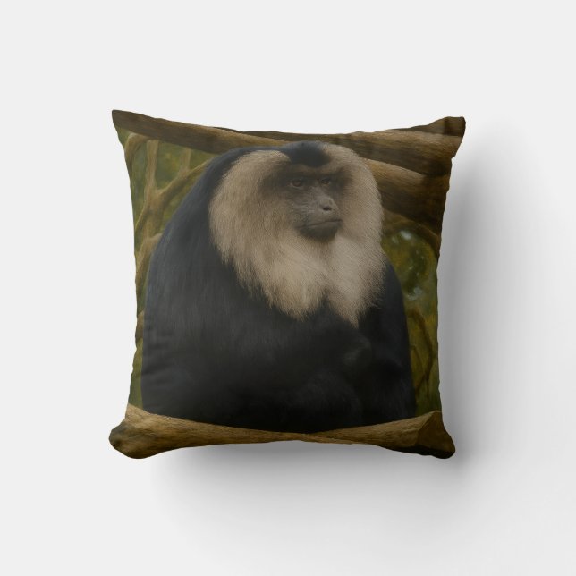 Coussin Macaque à queue de lion dans le sanctuaire foresti (Recto)