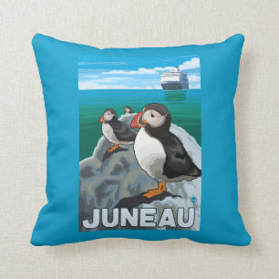 Coussin Macareux et bateau de croisière - Juneau, Alaska