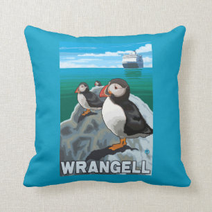 Coussin Macareux et bateau de croisière - Wrangell, Alask