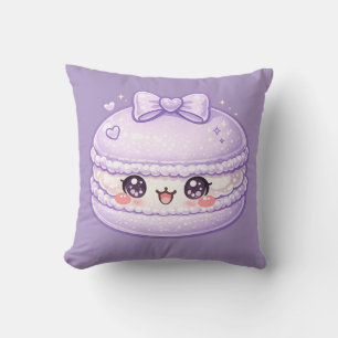 Coussin Macaron Violet Sucré Kawaii