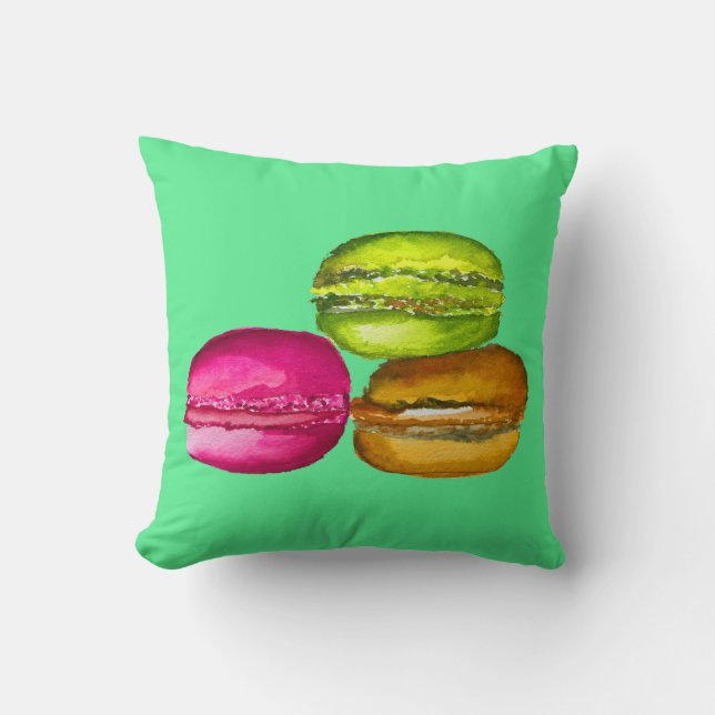 Coussin Macarons colorés aquarelle art funky (Recto)