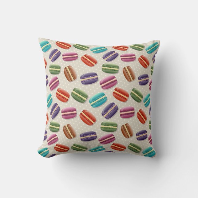 Coussin Macarons colorés mignons Motif avec Pois (Recto)