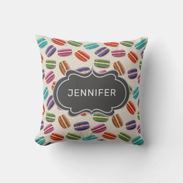 Coussin Macarons de couleur mignonne Motif avec cadre fant (Recto)
