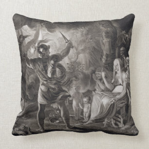 Coussin Macbeth, les trois sorcières et Hecate dans l'act