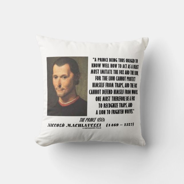 Coussin Machiavelli Prince Imiter Fox et Citation Lion (Recto)