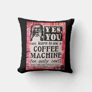 Coussin Machine à café - Funny Vintage Ad