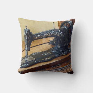 Coussin Machine À Coudre vintage Avec Motif Floral