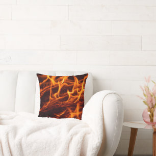 Coussin Macro de flamme de feu dans la cheminée