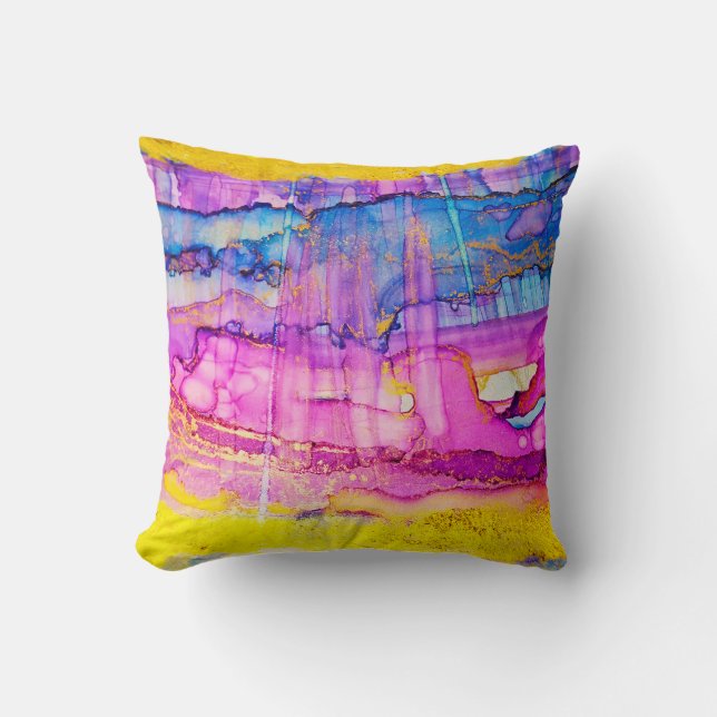 Coussin Macro de nuages colorés, plaque d'encre. (Recto)