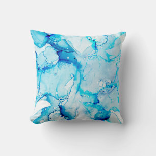 Coussin Macro Nuages. Sapphirine et points de couleur blan