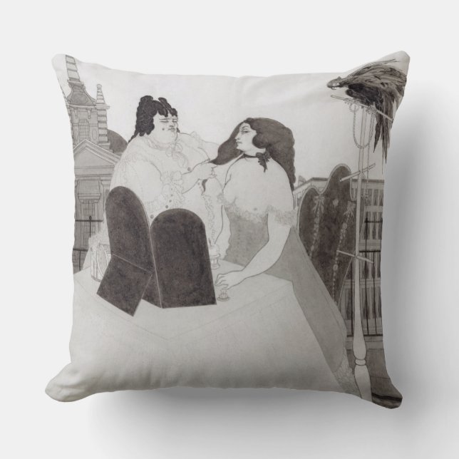 Coussin Madame à la coiffeuse (encre et lavage) (Recto)