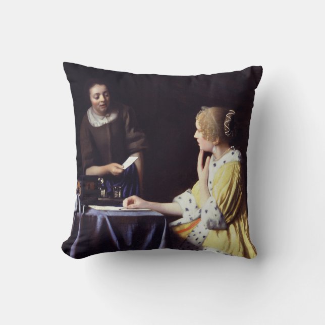 Coussin Madame avec la bonne tenant la lettre Vermeer (Recto)