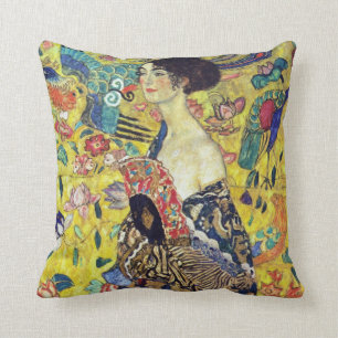 Coussin Madame avec le symbolisme de portrait de fan par