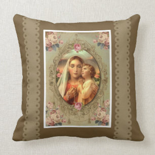 Coussin Madame bénie de Vierge Marie du chapelet Jésus