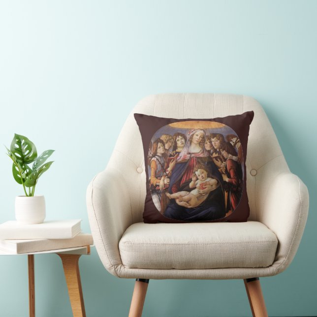 Coussin Madone et Enfant avec des Anges par Sandro Bottice (Chaise)