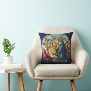 Coussin Madonna Adoring Child with 5 Angels Botticelli