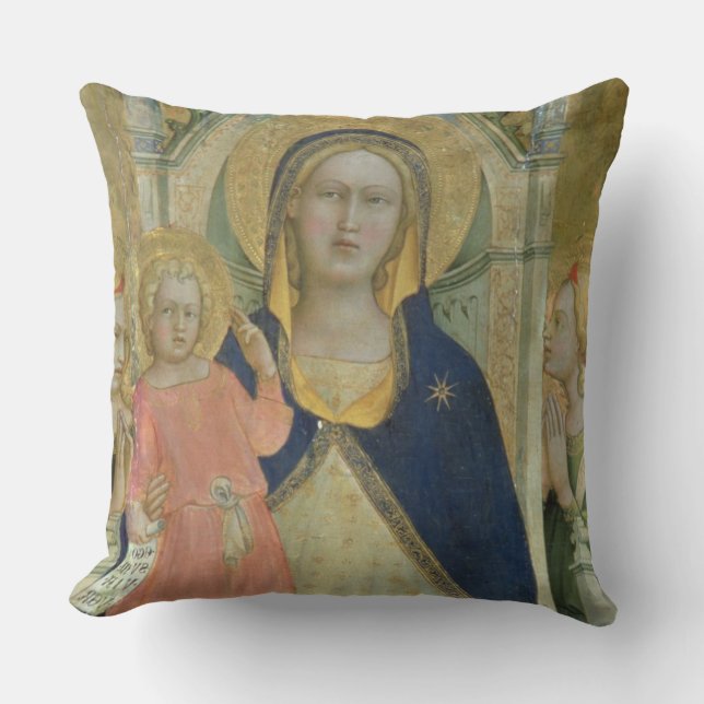 Coussin Madonna et l'enfant couronnés avec des saints, (Recto)