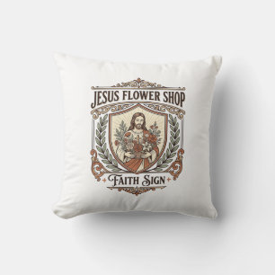 Coussin Magasin de Fleurs Jésus Enseigne de Foi Magasin de