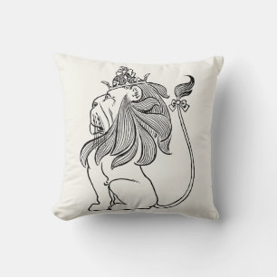 Coussin Mage de l'âge vintage Oz, Lion peureux avec couron