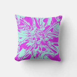 Coussin Magenta Mint Swirling Abstrait Flower Art Design