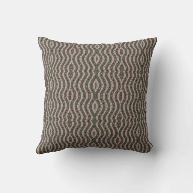 Coussin Magenta Rose Vert Motif À Points De Printemps (Verso)
