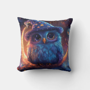 Coussin Magic Owl Wizard on the Moon : Magical Imaginaire