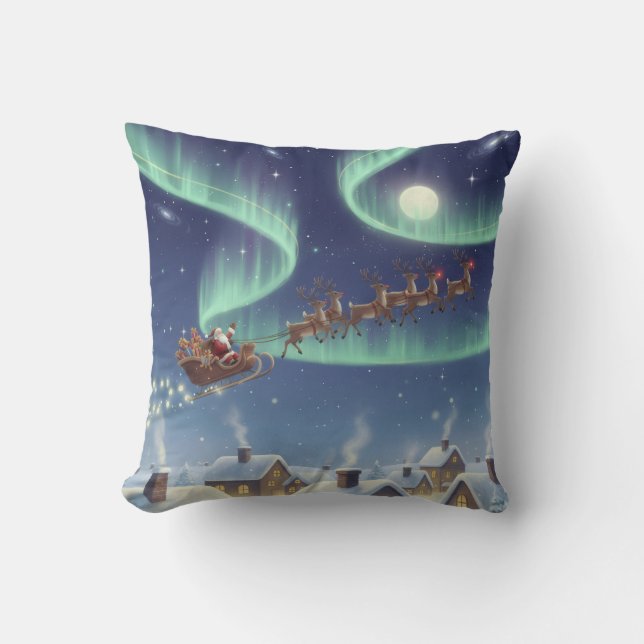 Coussin Magical Christmas Night Sky Throw Pillow Santa  (Recto)