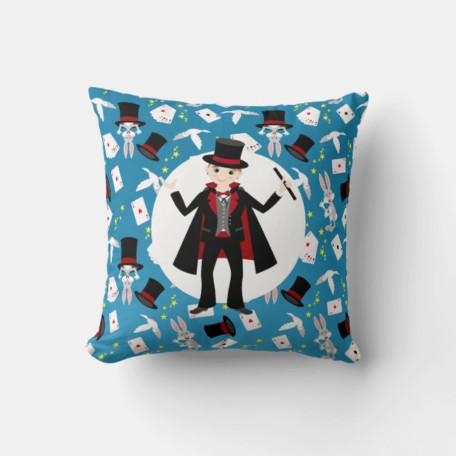 Coussin Magicien Boy Show Fête d'anniversaire (Recto)