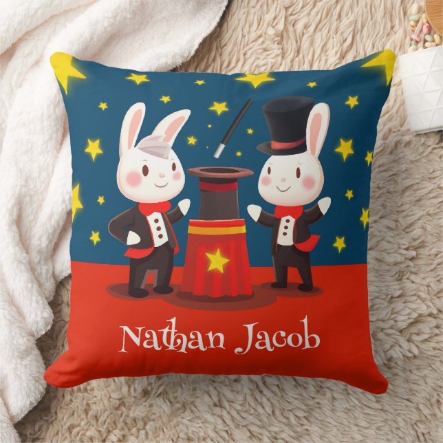 Coussin Magicien de lapin mignon sur scène (Couverture)