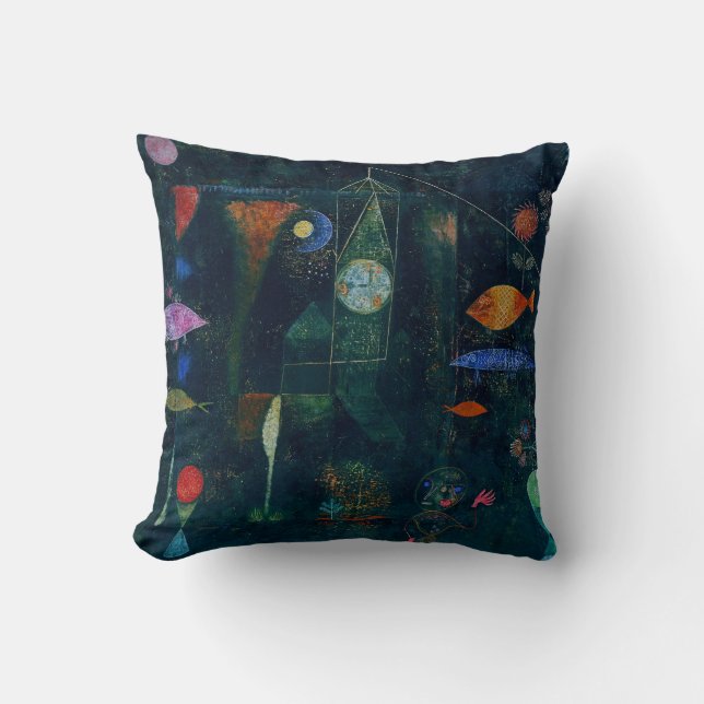 Coussin Magie de poisson de Paul Klee Peinture Abstraite A (Recto)