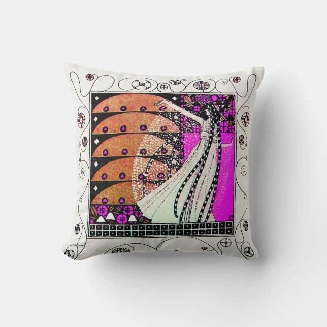 Coussin MAGIE DU PRINTEMPS, noir.blanc, violet, brun (Recto)