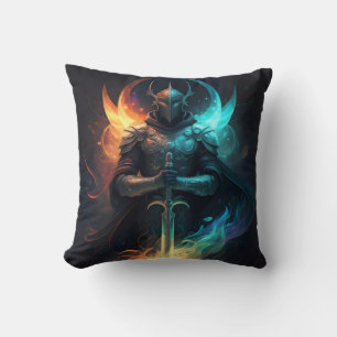 Coussin Magie elfe : Chevalier avec épée enchantée