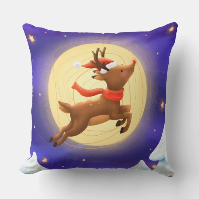 Coussin Magique de Renne au Clair de Lune (Recto)