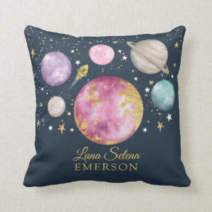 Coussin Magique Espace Extérieur Galaxie Lune Étoiles Girl
