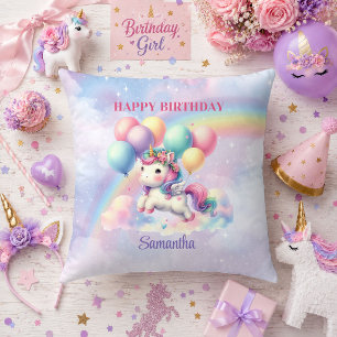 Coussin Magique Licorne Couleurs Pastel Fille Anniversaire