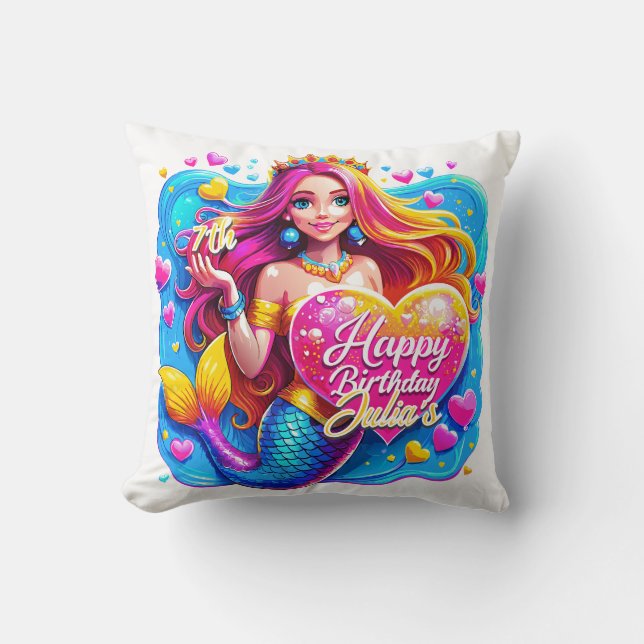 Coussin Magique Sirène Anniversaire délice, cadeau d'anniv (Recto)