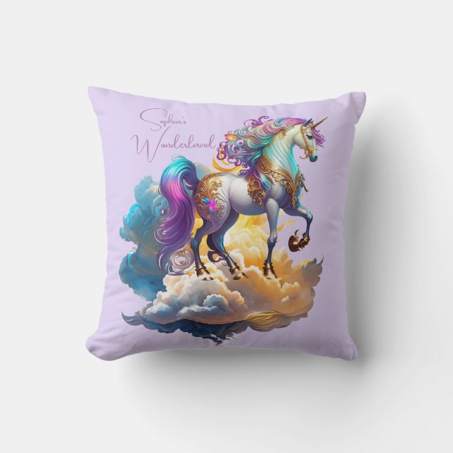 Coussin Magique Unicorne Imaginaire nuages romance anniver (Recto)