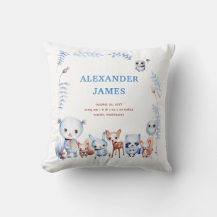 Coussin Magique Woodland Animals Birth Stats Garçon Bébé