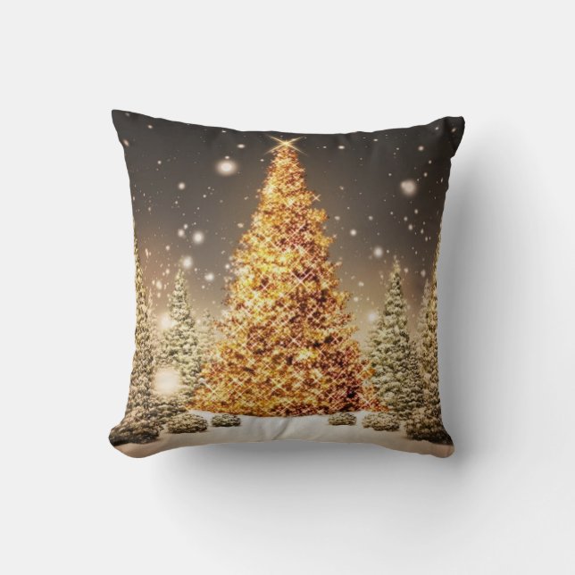 Coussin Magnifique Arbre de Noël Or (Recto)