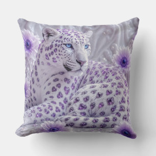 Coussin Magnifique Art du Léopard Royal Violet Bijou