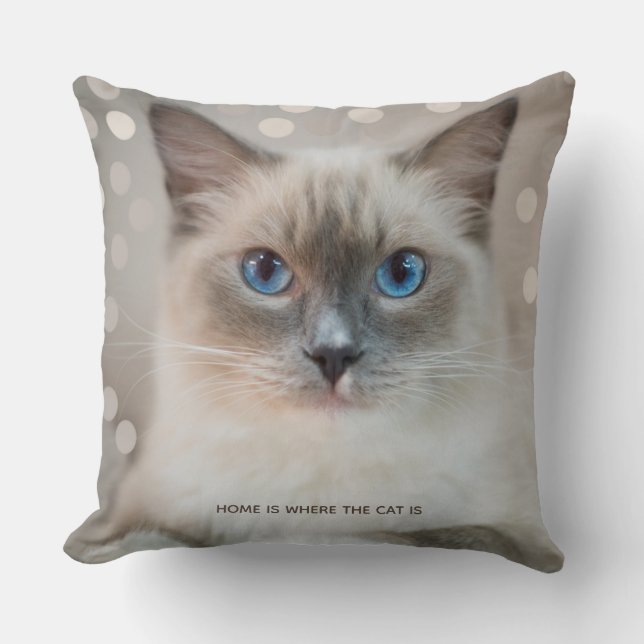Coussin Magnifique chat Ragdoll & texte modifiable (Recto)