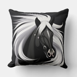 Coussin Magnifique Cheval Noir