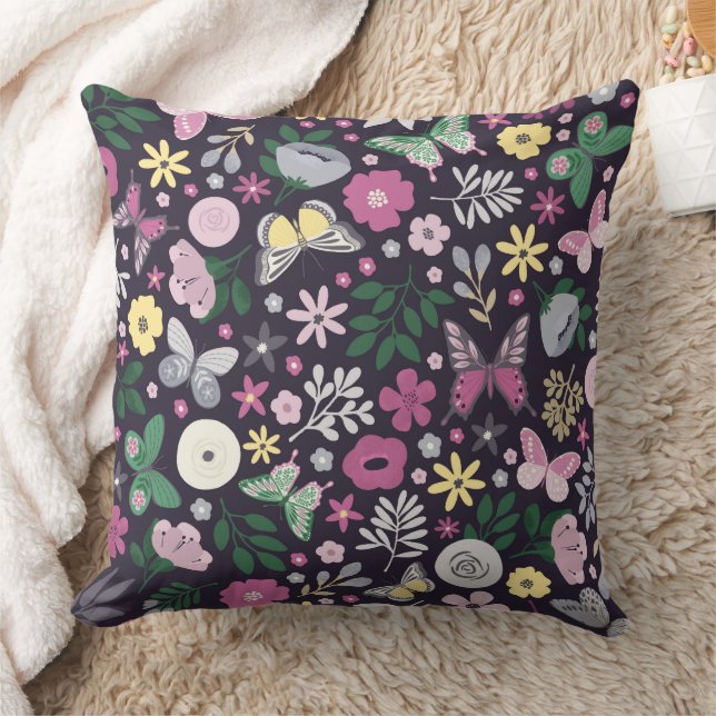 Coussin Magnifique conception florale botanique (Couverture)