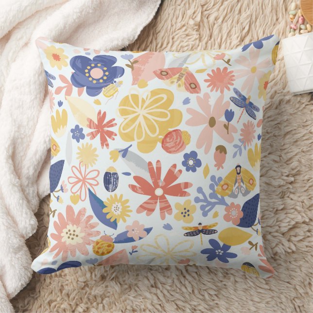 Coussin Magnifique conception florale botanique (Couverture)