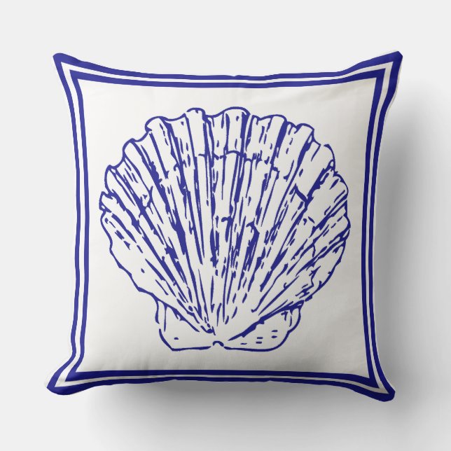 Coussin Magnifique conception nautique propre coquille ble (Recto)