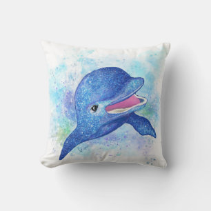 Coussin Magnifique dauphin bleu scintillant