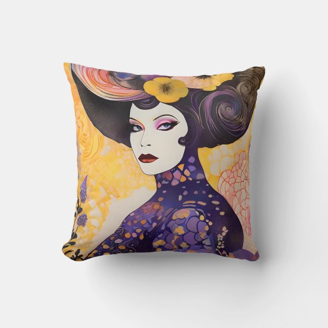 Coussin Magnifique Drag Queen Klimt Style (Recto)