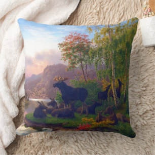 Coussin Magnifique élan dans un paysage suédois d'automne